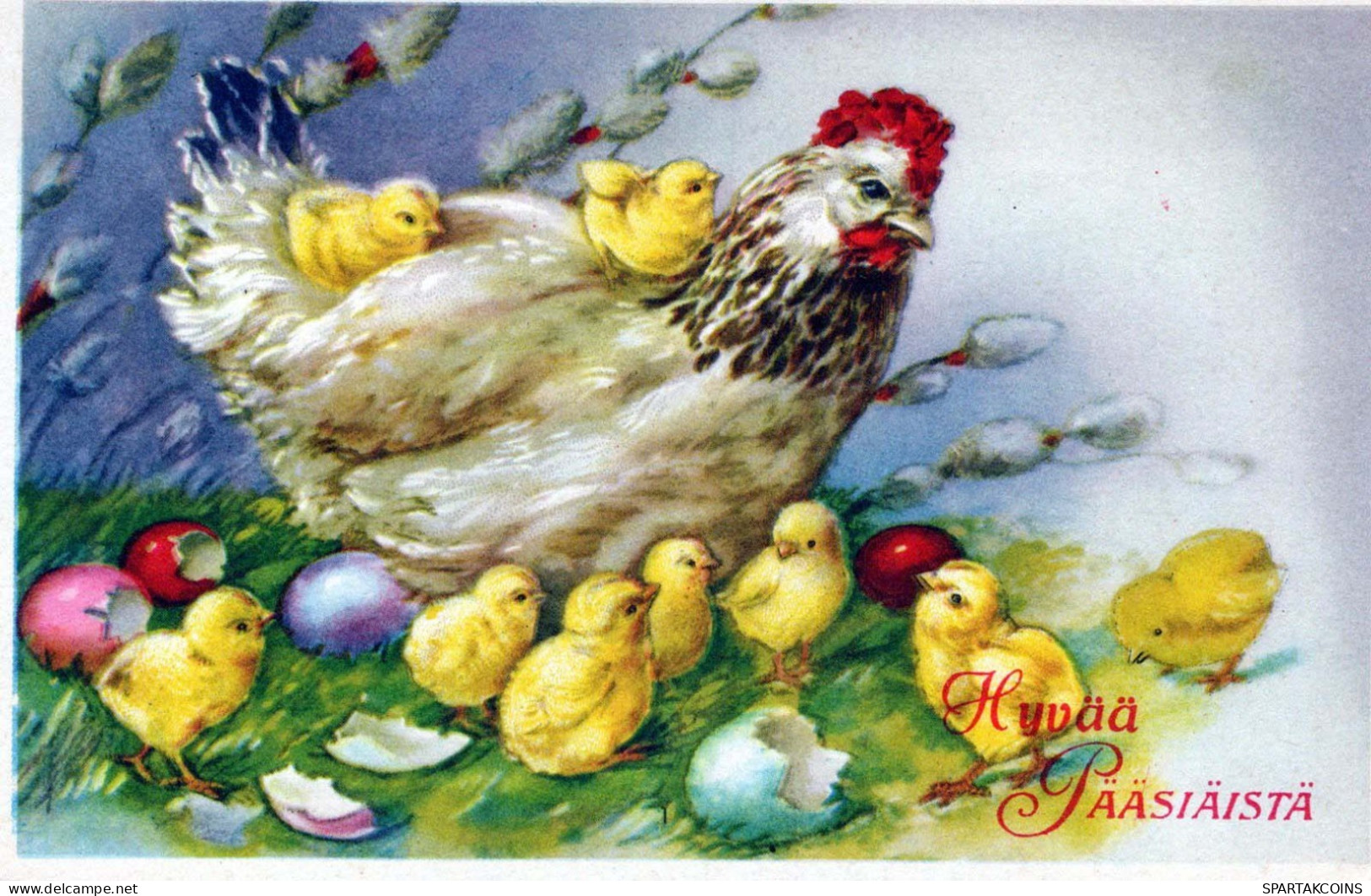 PÂQUES POULET ŒUF Vintage Carte Postale CPA #PKE381.FR - Pasqua