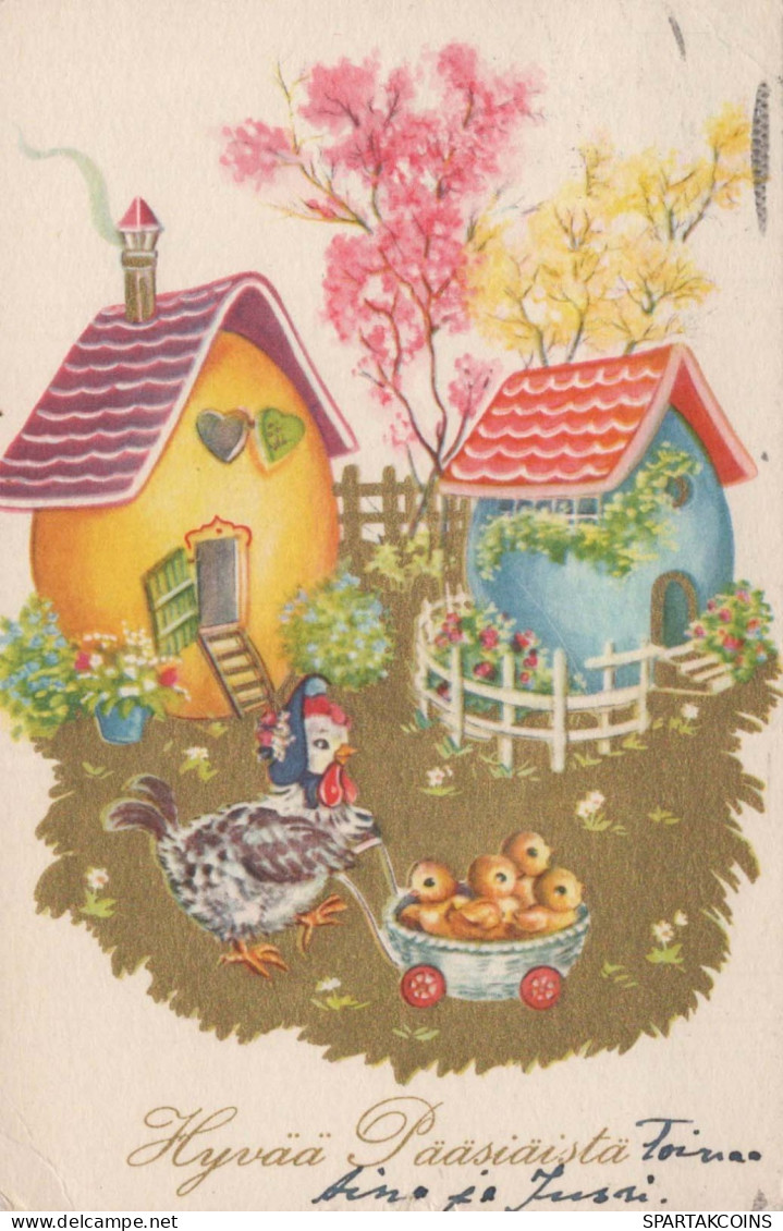 PÂQUES POULET ŒUF Vintage Carte Postale CPA #PKE192.FR - Ostern