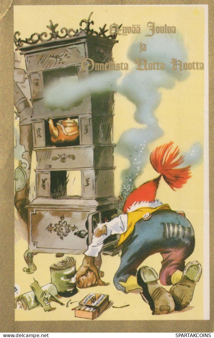 Bonne Année Noël GNOME Vintage Carte Postale CPSMPF #PKD929.FR - Anno Nuovo