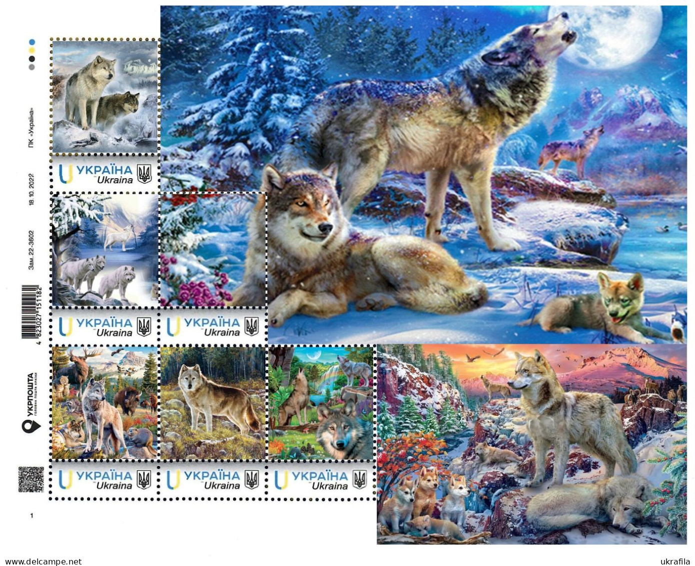 Ukraine 2024, Fauna, Wolves, Art, Sheetlet Of 6v - Oekraïne