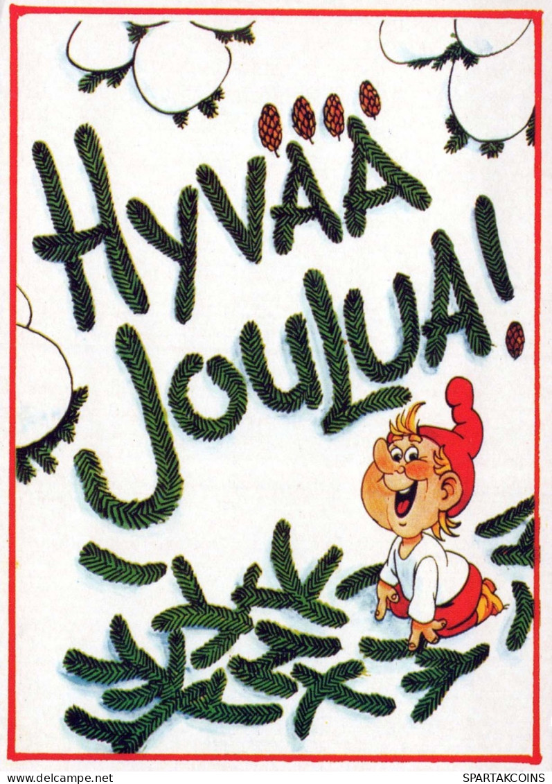 Bonne Année Noël GNOME Vintage Carte Postale CPSM #PBM151.FR - Nieuwjaar
