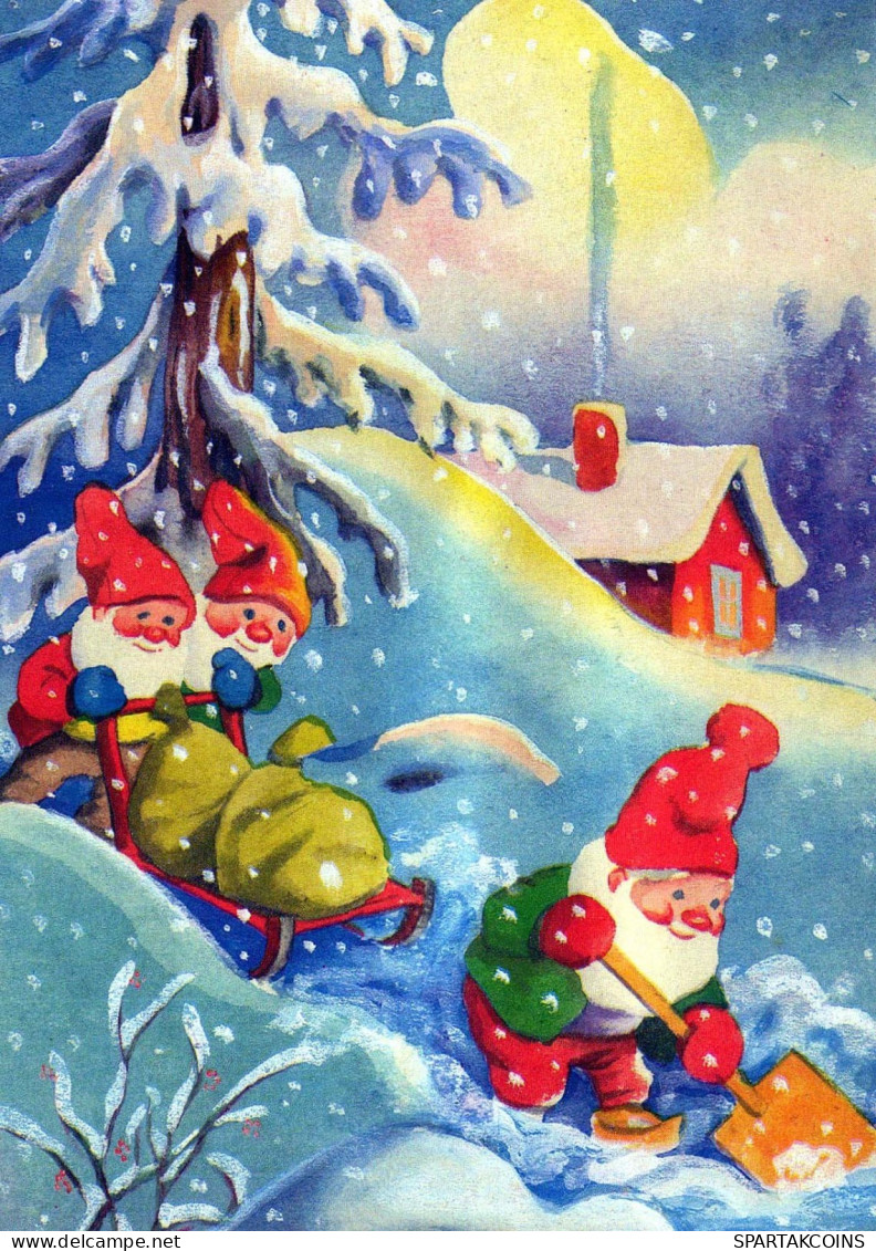Bonne Année Noël GNOME Vintage Carte Postale CPSM #PBB464.FR - Nieuwjaar