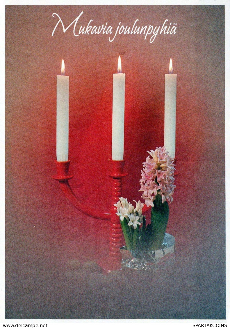 Bonne Année Noël BOUGIE Vintage Carte Postale CPSM #PAW253.FR - Año Nuevo