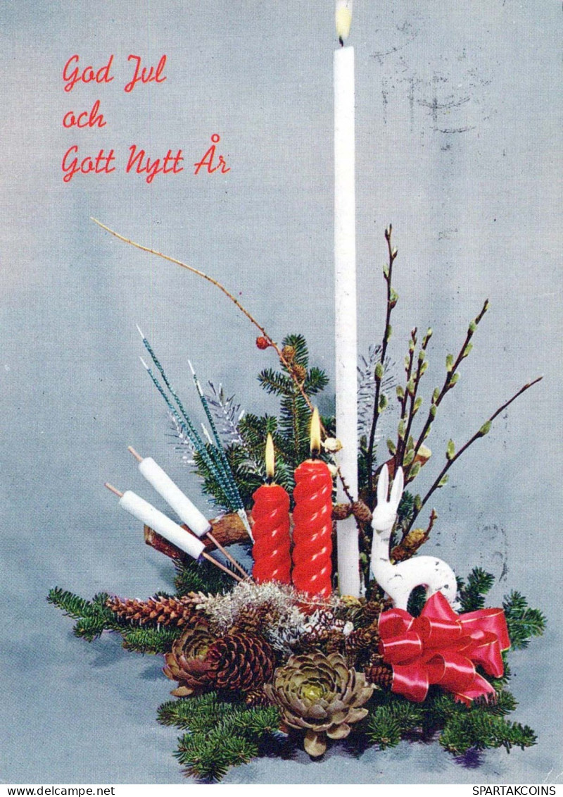 Bonne Année Noël BOUGIE Vintage Carte Postale CPSM #PAW133.FR - Nouvel An