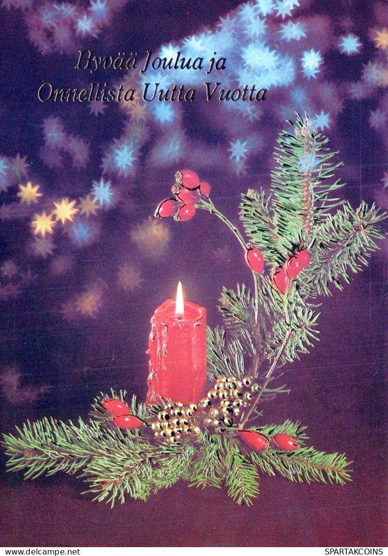 Bonne Année Noël BOUGIE Vintage Carte Postale CPSM #PAV526.FR - Nouvel An