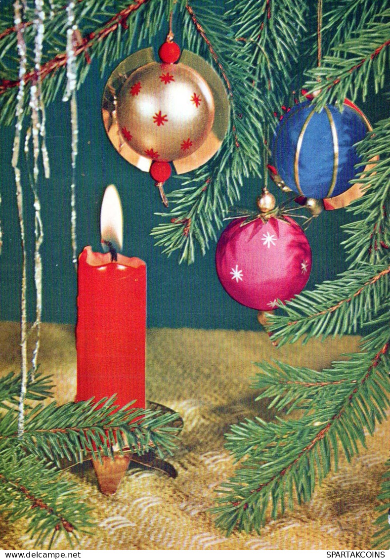 Bonne Année Noël BOUGIE Vintage Carte Postale CPSM #PAV466.FR - Nouvel An