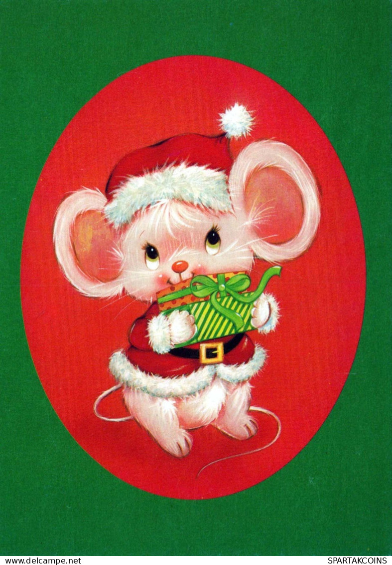 Bonne Année Noël SOURIS Vintage Carte Postale CPSM #PAU951.FR - Nieuwjaar