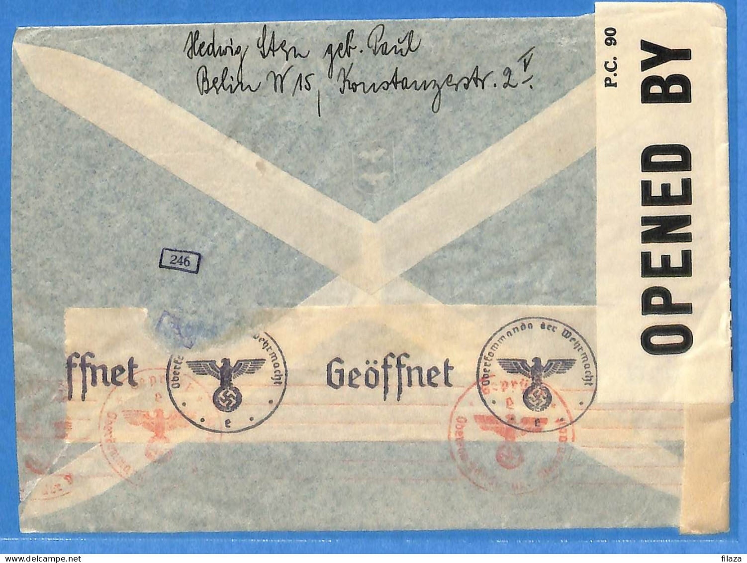 Allemagne Reich 194.. - Lettre Par Avion Avec Censure De Berlin Aux USA - G33476 - Briefe U. Dokumente