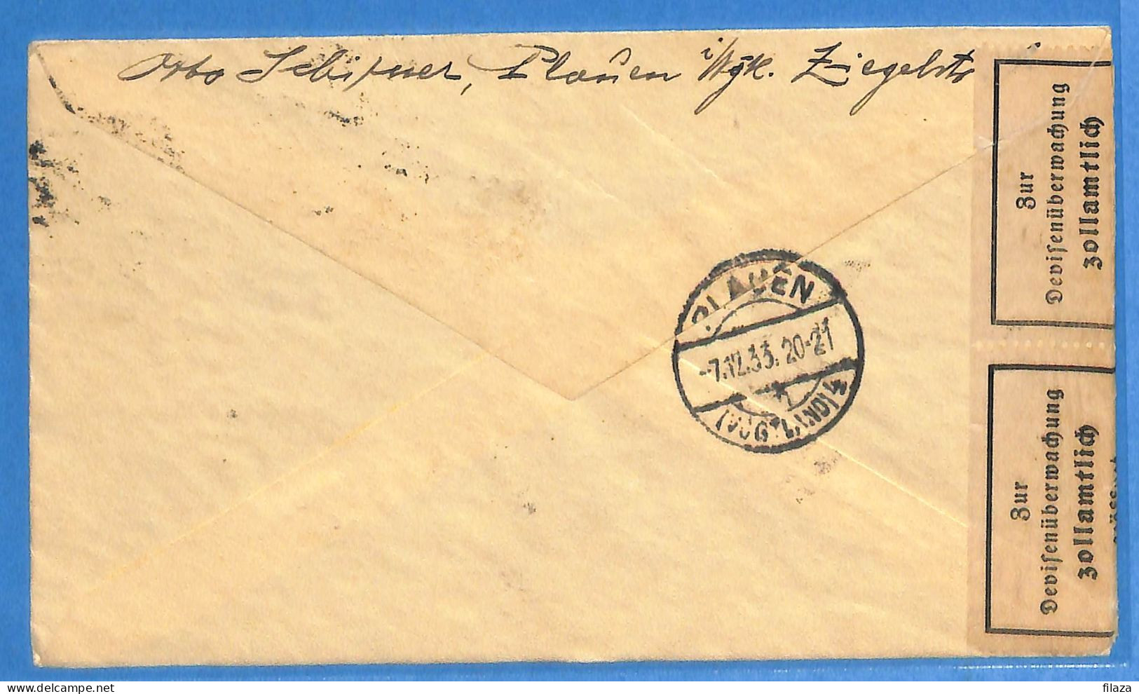 Allemagne Reich 1933 - Lettre Avec Censure De Plauen Aux USA - G33471 - Covers & Documents