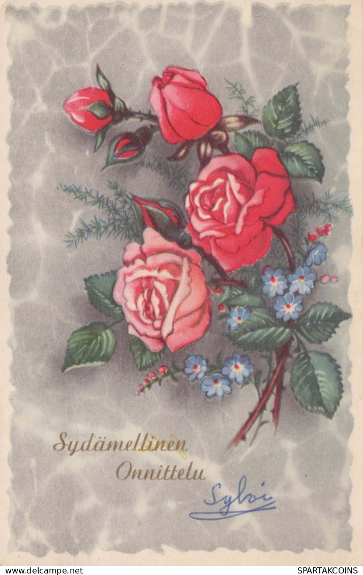FLOWERS Vintage Postcard CPA #PKE509.GB - Blumen