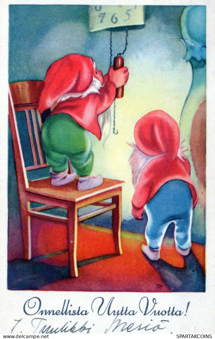 Happy New Year Christmas GNOME Vintage Postcard CPSMPF #PKD366.GB - Nouvel An