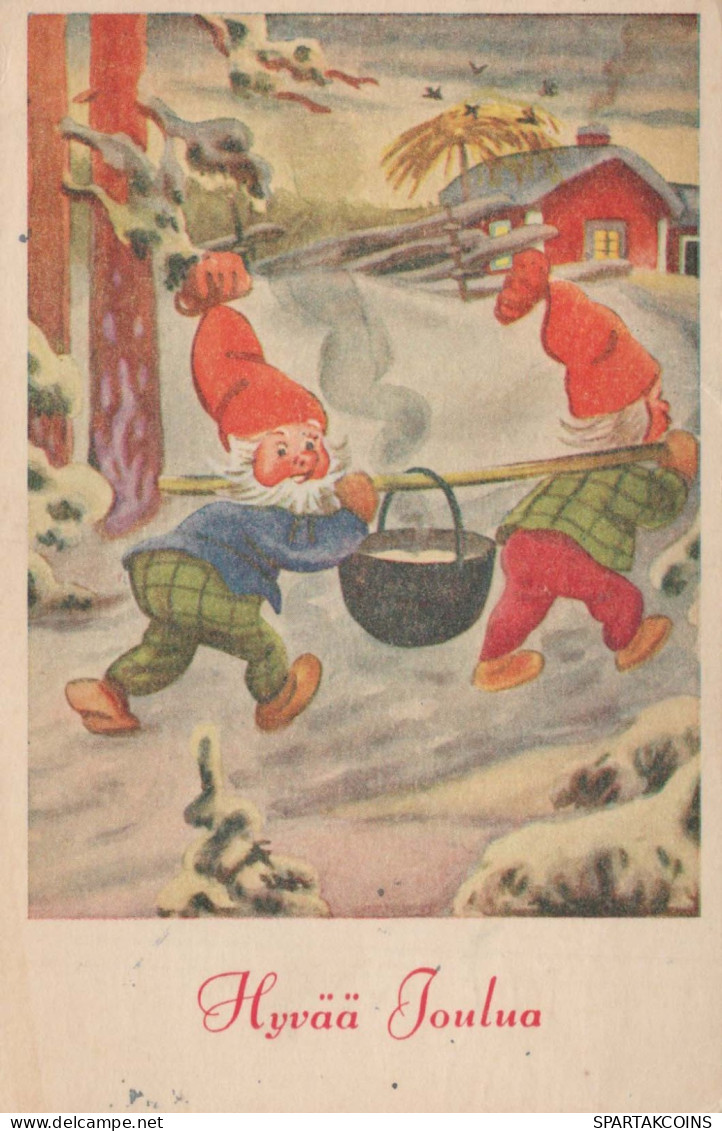 Happy New Year Christmas GNOME Vintage Postcard CPSMPF #PKD243.GB - Nieuwjaar