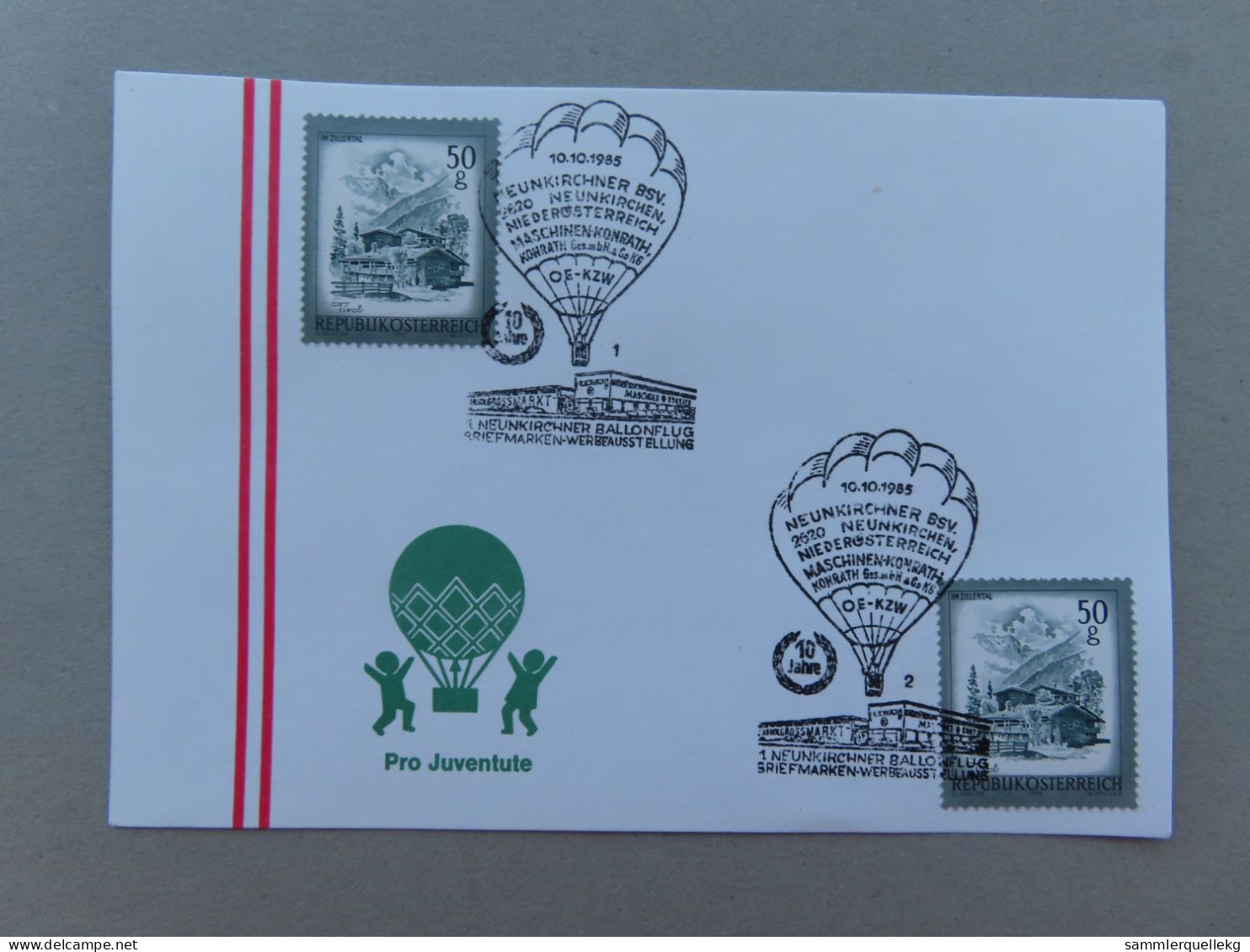 Österreich Pro Juventute - Mit Sonderstempel 10. 10. 1985 Neunkirchen, Niederösterreich Maschinen Konrath (Nr.1695) - Other & Unclassified