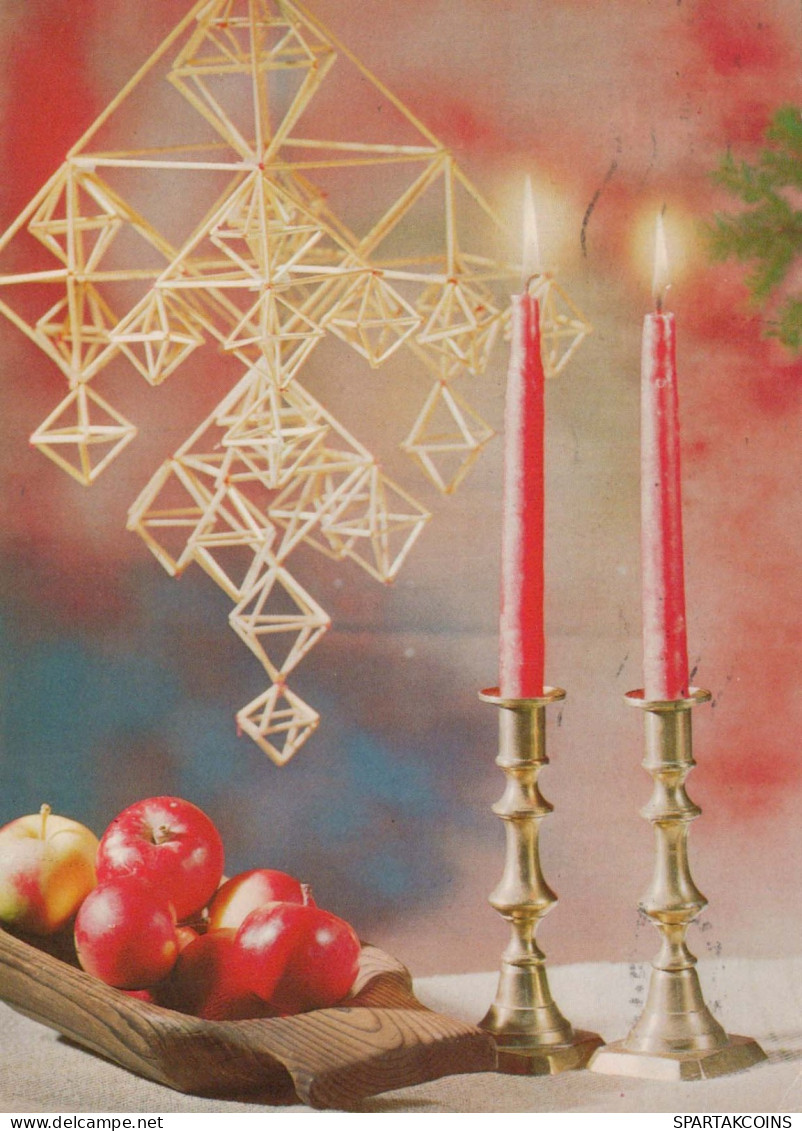 Happy New Year Christmas CANDLE Vintage Postcard CPSM #PAZ488.GB - New Year