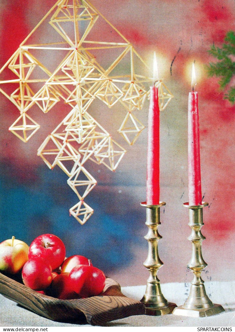 Happy New Year Christmas CANDLE Vintage Postcard CPSM #PAZ488.GB - New Year