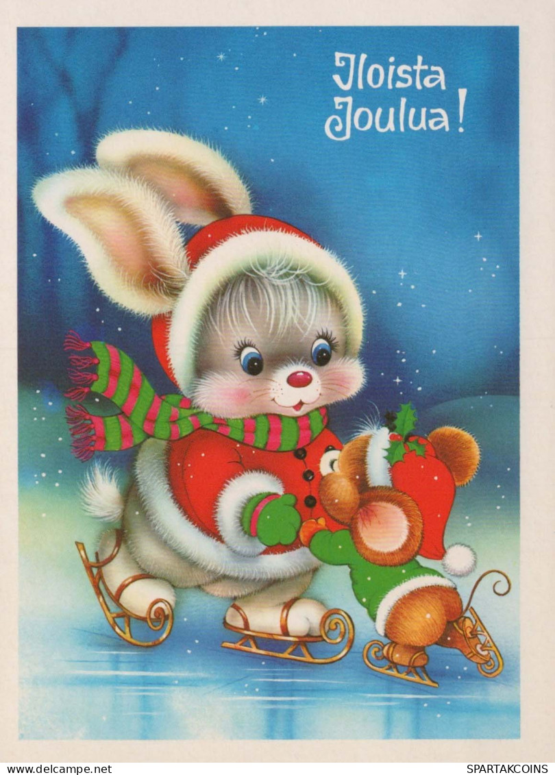 Happy New Year Christmas RABBIT Vintage Postcard CPSM #PAV088.GB - New Year