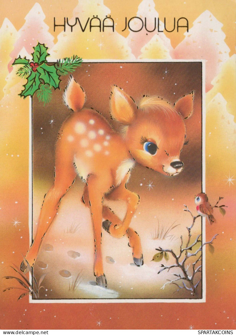 Happy New Year Christmas DEER Vintage Postcard CPSM #PAU755.GB - Año Nuevo