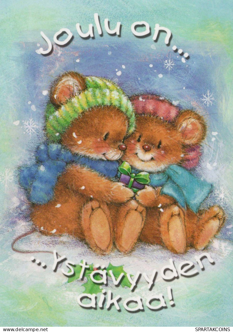 Happy New Year Christmas TEDDY BEAR Vintage Postcard CPSM #PAU886.GB - Año Nuevo