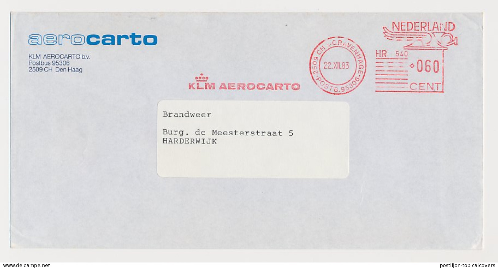 Meter Cover Netherlands 1983 KLM - Royal Dutch Airlines - Aerocarto - Vliegtuigen