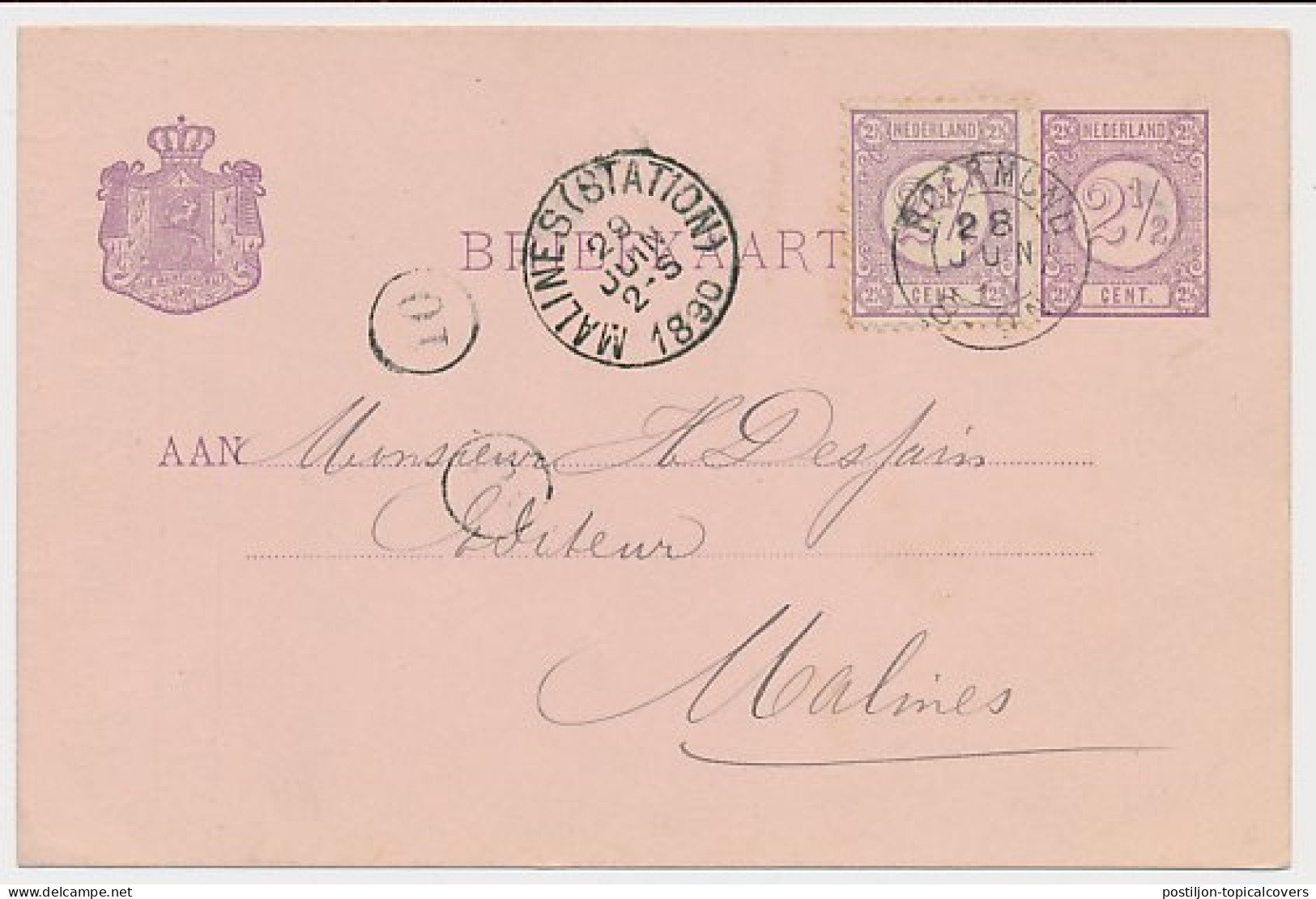 Briefkaart G. 23 Particulier Bedrukt Roermond - Belgie 1890 - Postal Stationery
