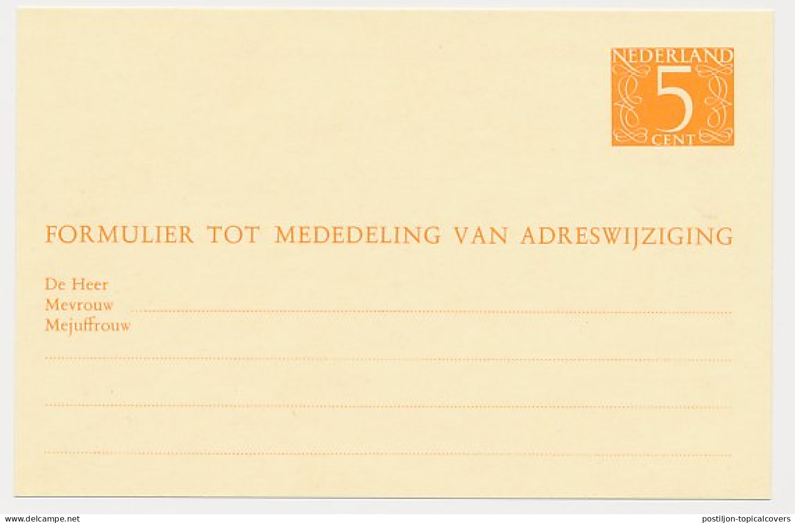 Verhuiskaart G. 28 - Postal Stationery