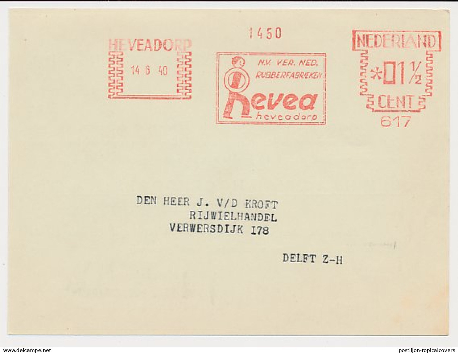 Firma Briefkaart Heveadorp 1940 - Rubberfabriek - Betr. WOII - Unclassified