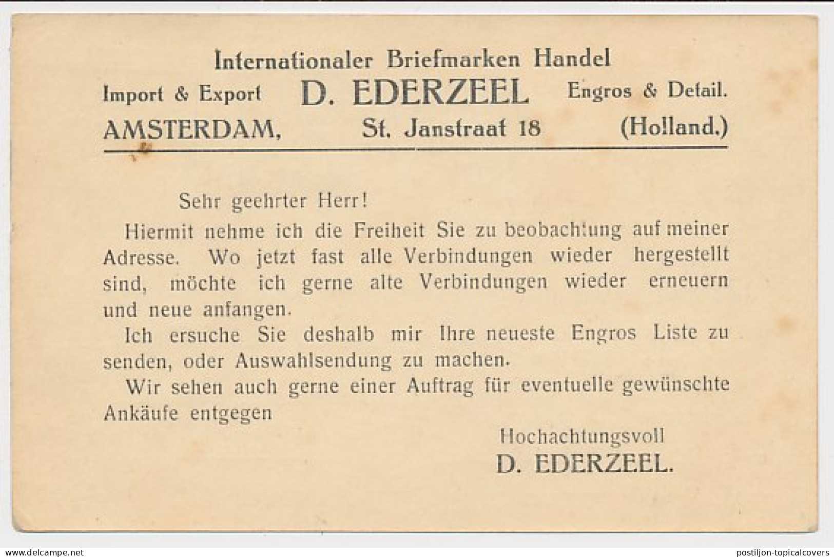 Briefkaart G. 88 Particulier Bedrukt Amsterdam - Duitsland 1920 - Postal Stationery