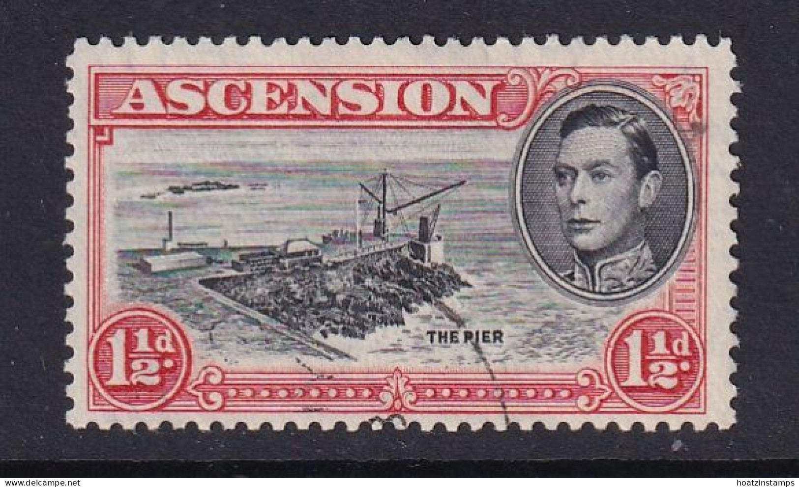 Ascension: 1938/53   KGVI    SG40b    1½d   Black & Vermilion  [Perf: 13]  Used - Ascension (Ile De L')