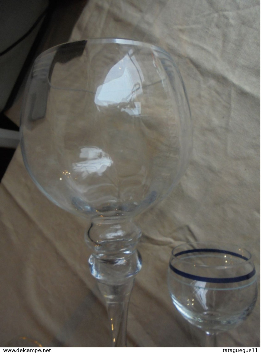 Ancien - 2 Grands verres ballon photophores sur pieds en verre