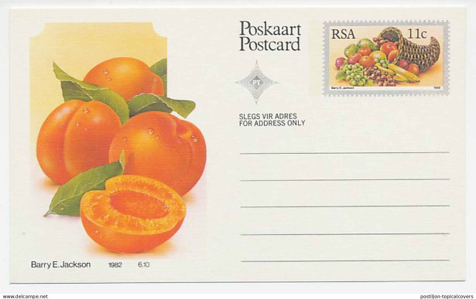 Postal Stationery Republic Of South Africa 1982 Plum - Fruits