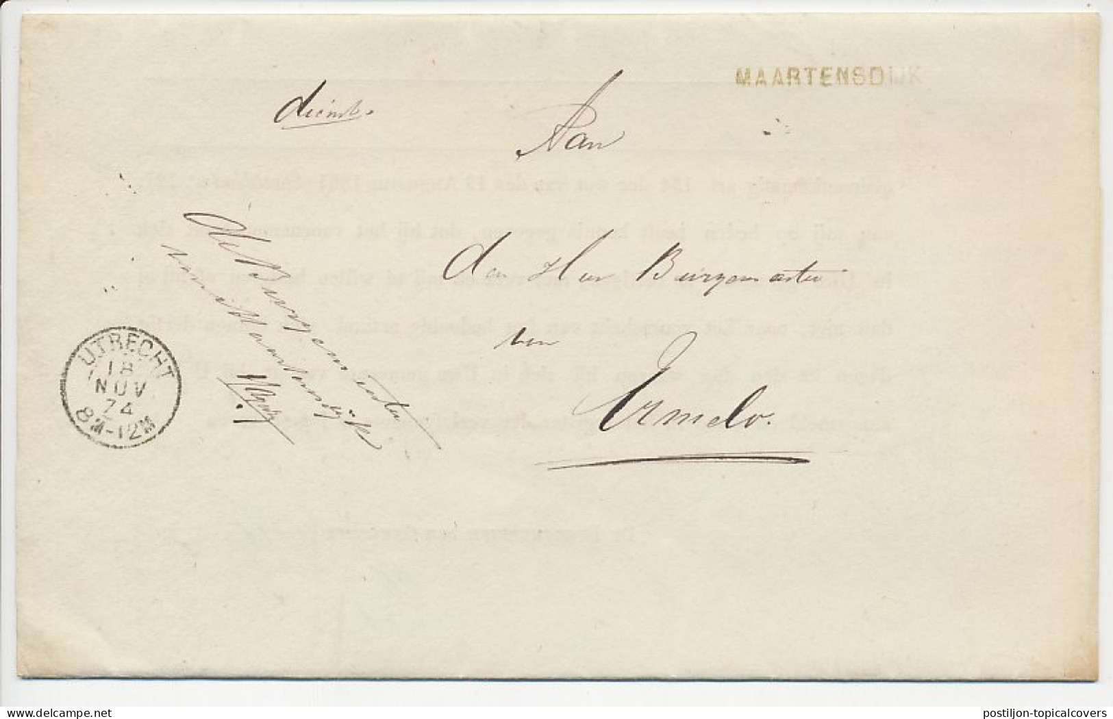 Naamstempel Maartensdijk1874 - Lettres & Documents