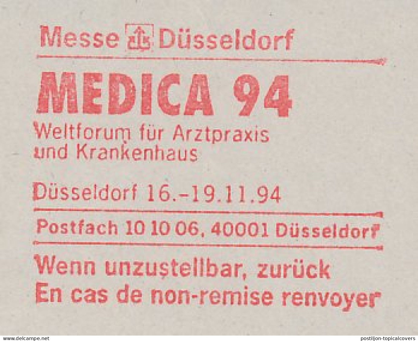 Meter Cut Germany 1994 Medica 94 - World Forum For Medical Practice And Hospital - Autres & Non Classés