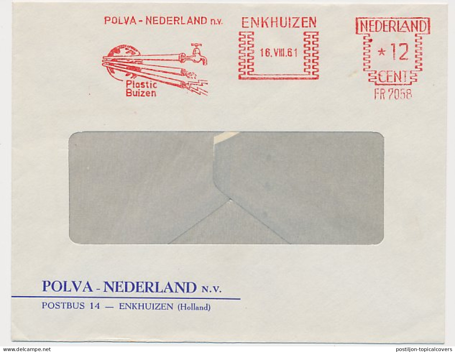 Meter Cover Netherlands 1961 Plastic Pipes - Water - Gas - Electricity - Enkhuizen - Autres & Non Classés