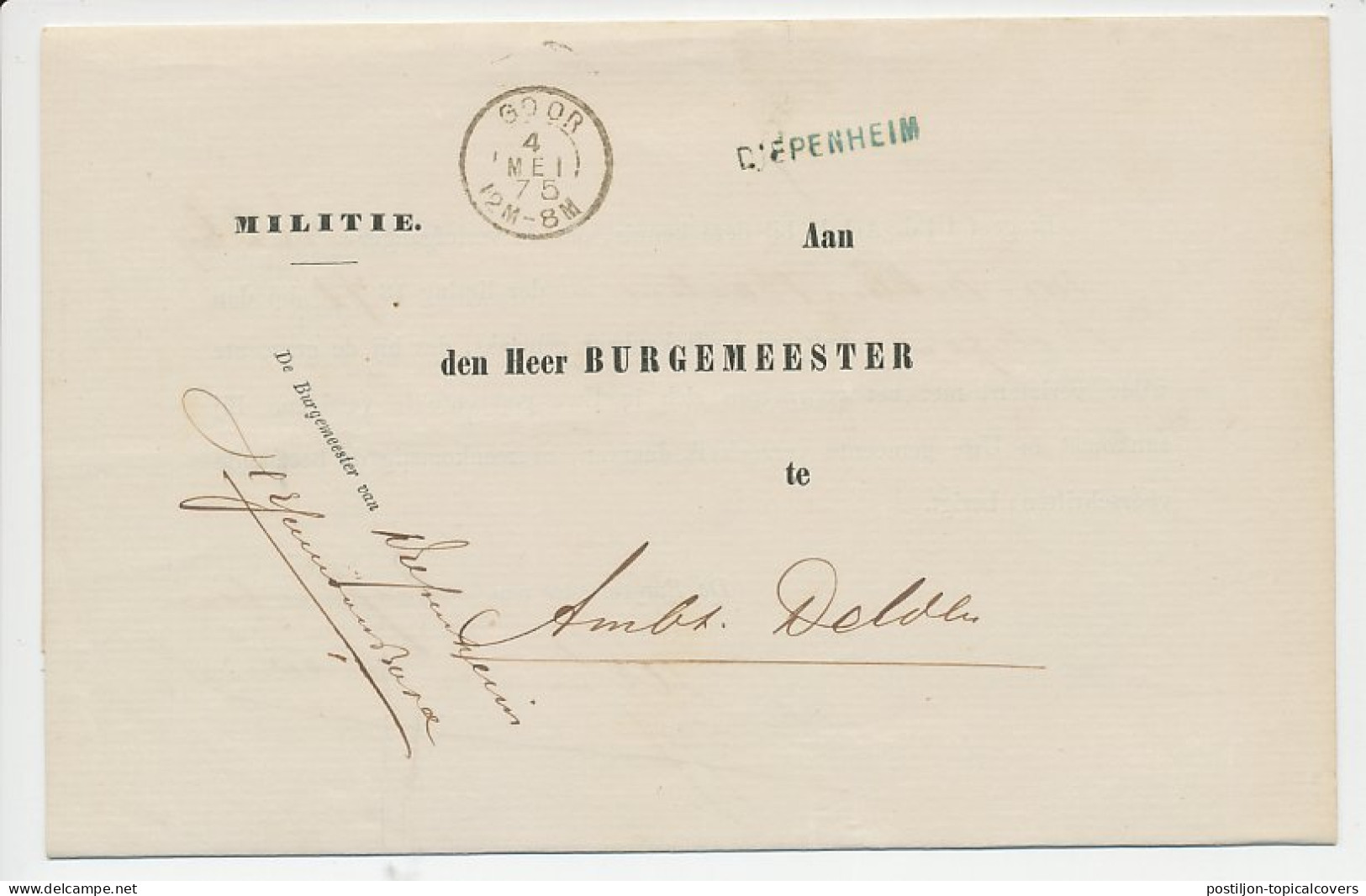 Naamstempel Diepenheim 1875 - Brieven En Documenten