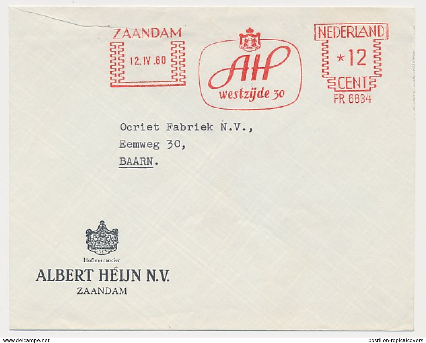 Meter Cover Netherlands 1960 Albert Heijn - Zaandam - Zonder Classificatie