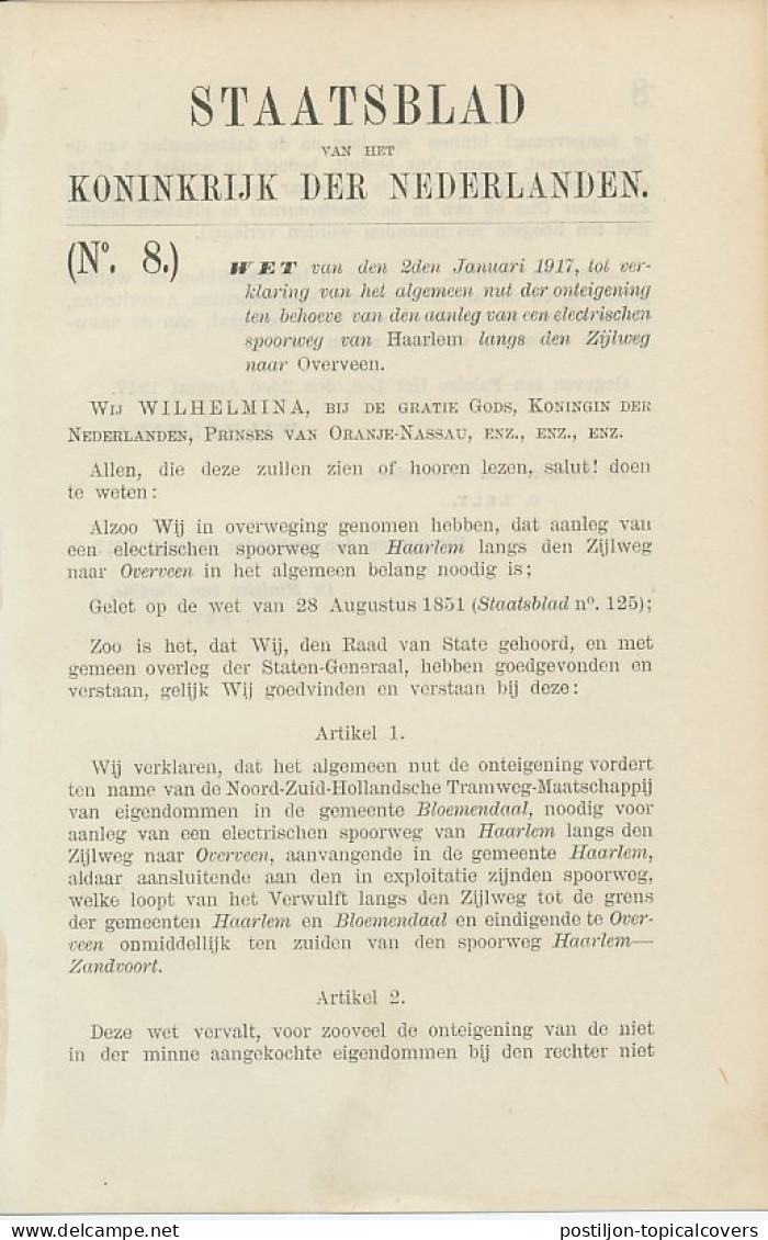 Staatsblad 1917 : Spoorlijn Haarlem - Overveen - Documentos Históricos