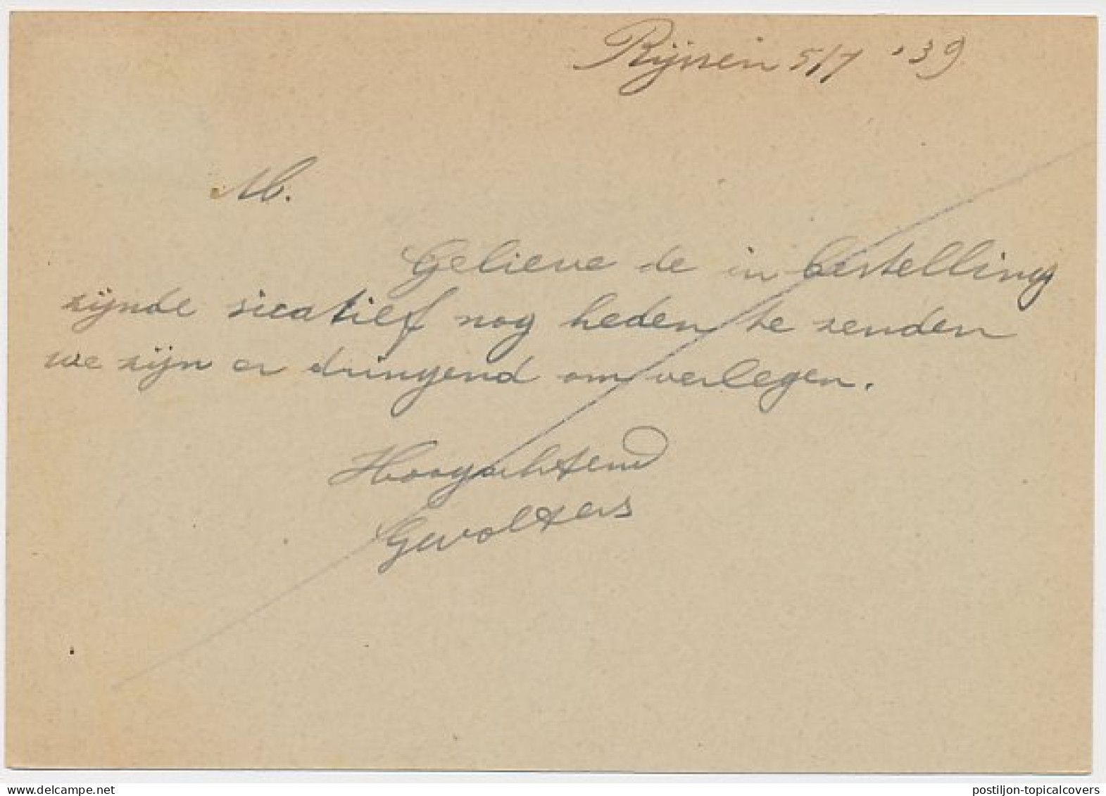 Firma Briefkaart Rijssen 1939 - Schilder - Behanger - Unclassified