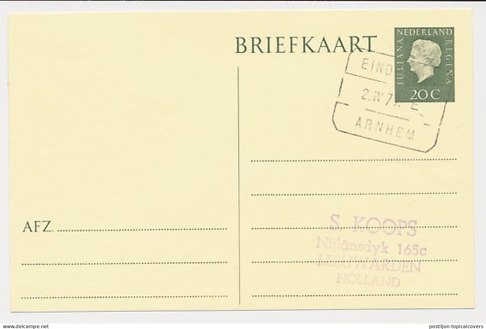 Treinblokstempel : Eindhoven - Arnhem E 1970 - Unclassified