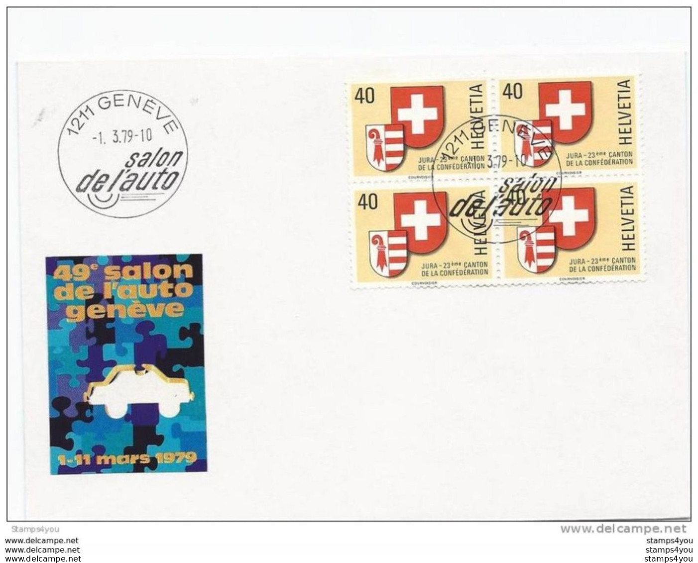 190 - 26 - Enveloppe Avec Oblit Spéciale "Salon De L'Auto 1979 Genève" + Vignette - Poststempel