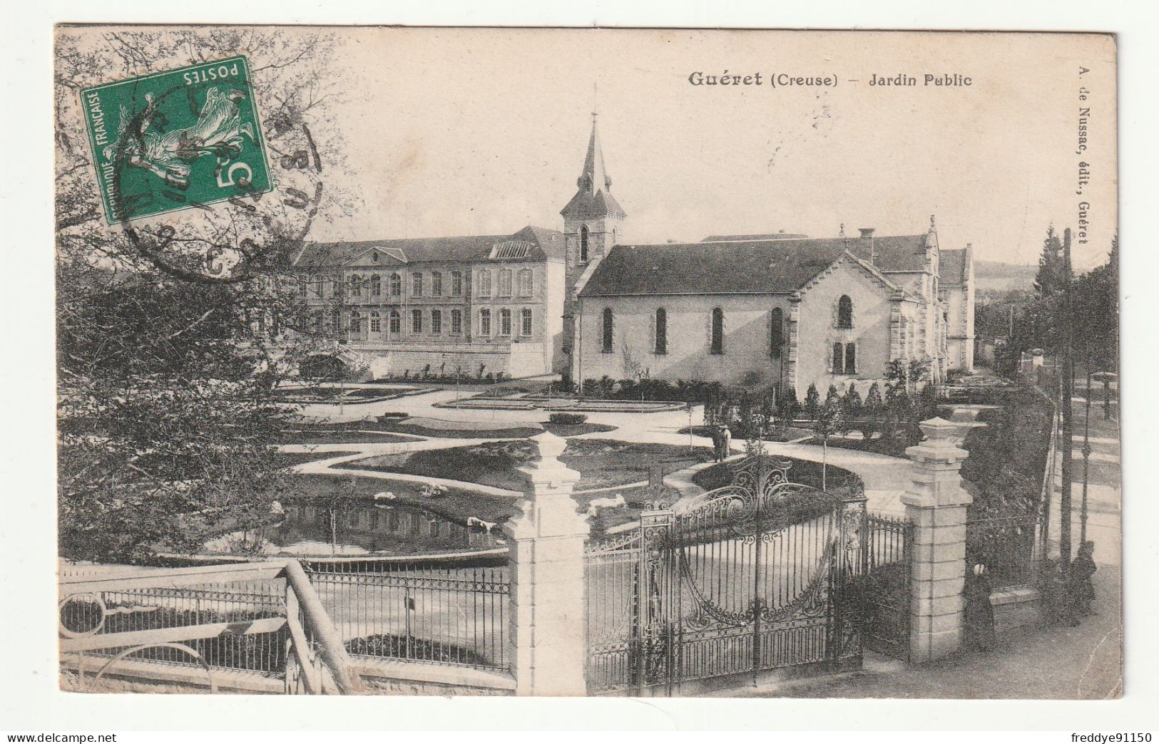 23 . GUERET . LE  JARDIN PUBLIC  . 1912 - Guéret