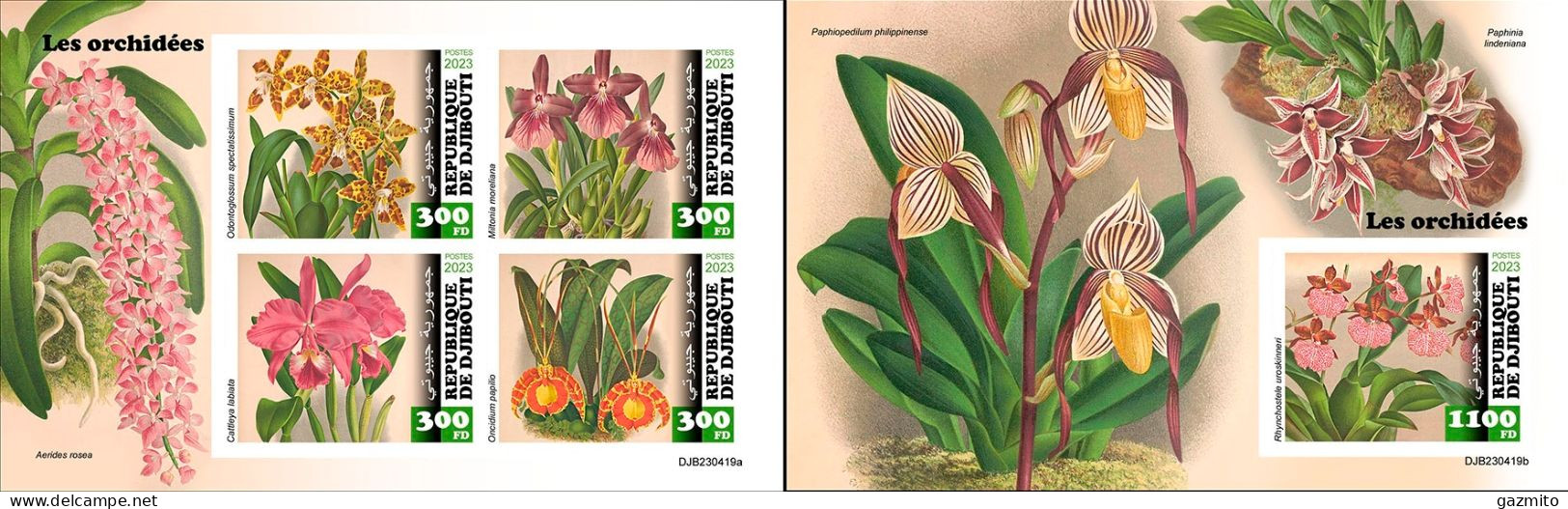 Djibouti 2023, Orchids, 4val In BF +BF IMPERFORATED - Orchideeën