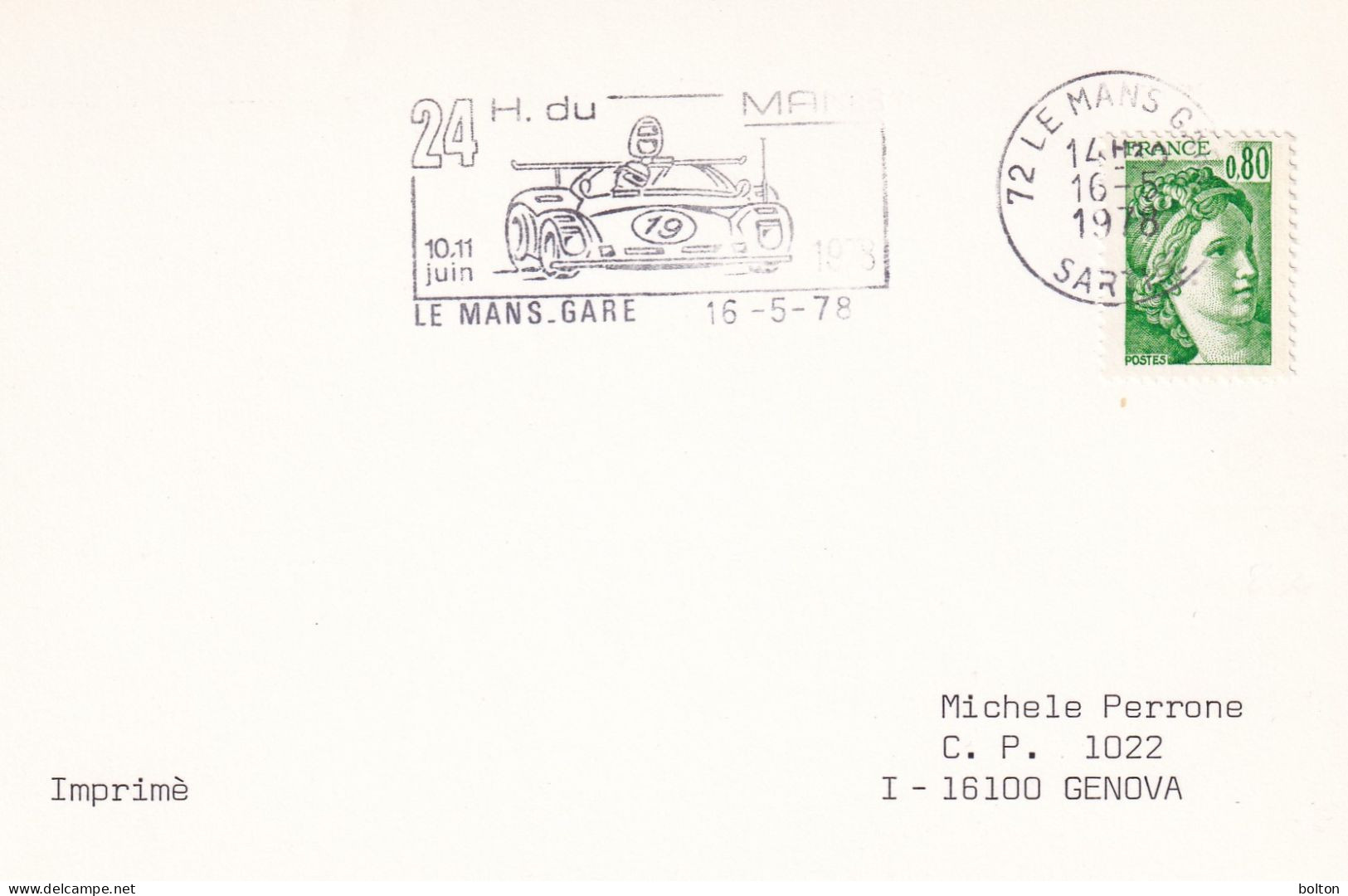 1978 - 81 - 82  N. 3 Buste Cartolina  CON ANNULLO  Meccanico  Figurato   Per La 24 ORE DI LE MANS - Automobile