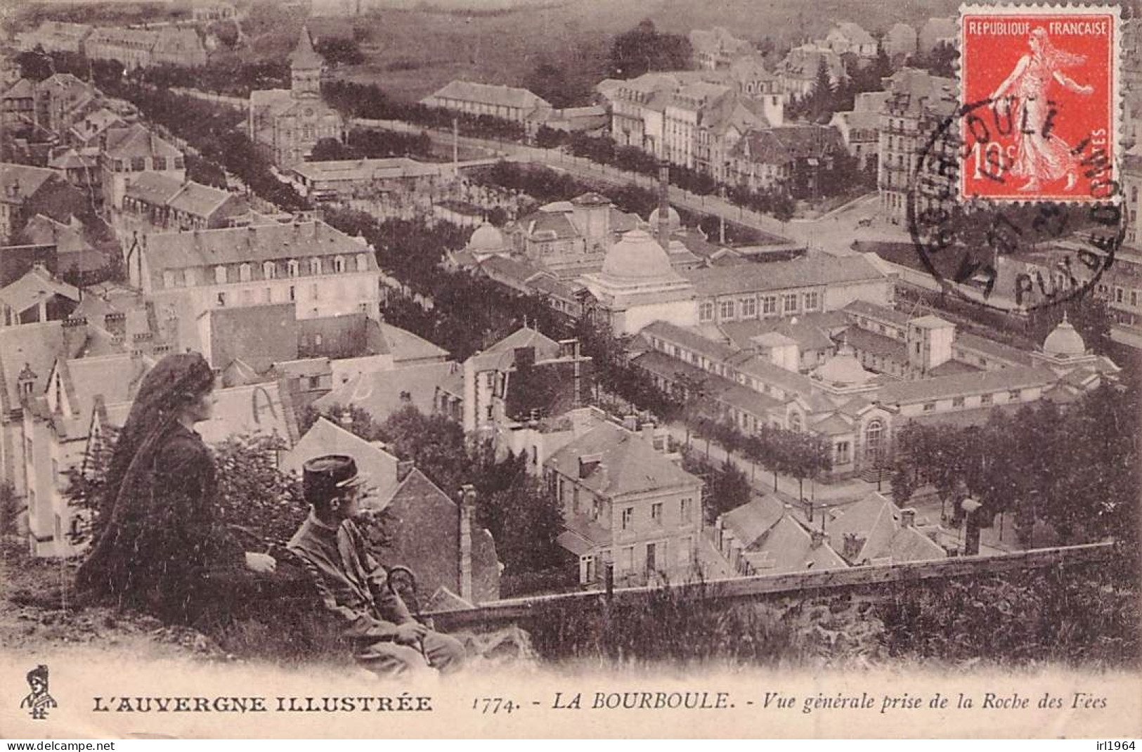 LA BOURBOULE VUE GENERALE PRISE DE LA ROCHE DES FEES 1922 - La Bourboule