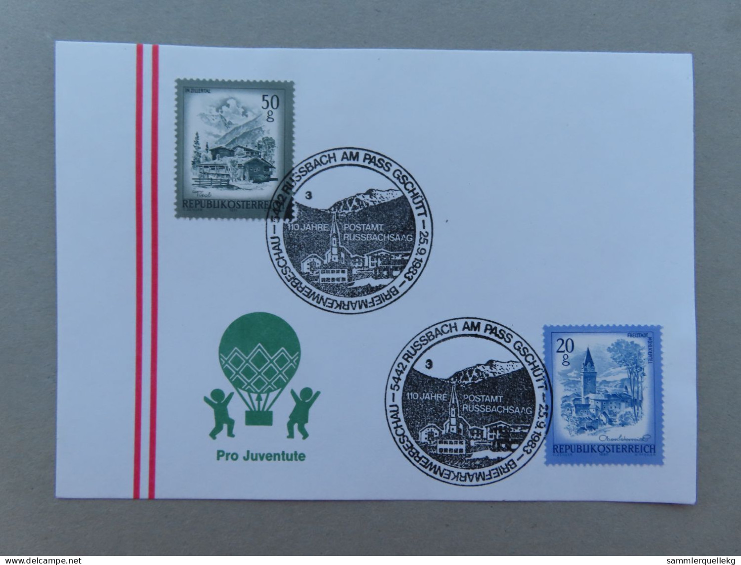 Österreich Pro Juventute - Mit Sonderstempel 25. 9. 1993 Russbach Am Pass Gschütt,100 Jahre Postamt Russbach (Nr.1704) - Other & Unclassified