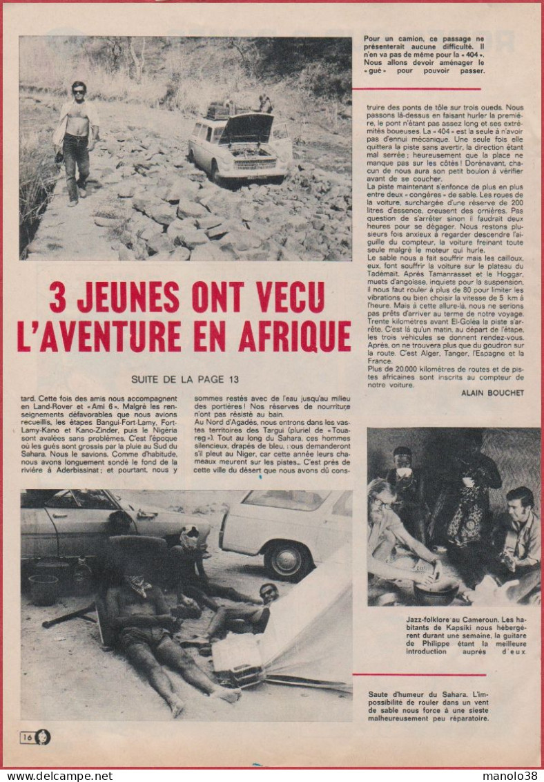 En Peugeot 404, 3 Jeunes Ont Vécu L'aventure En Afrique. Reportage. Automobile. 1970. - Documents Historiques