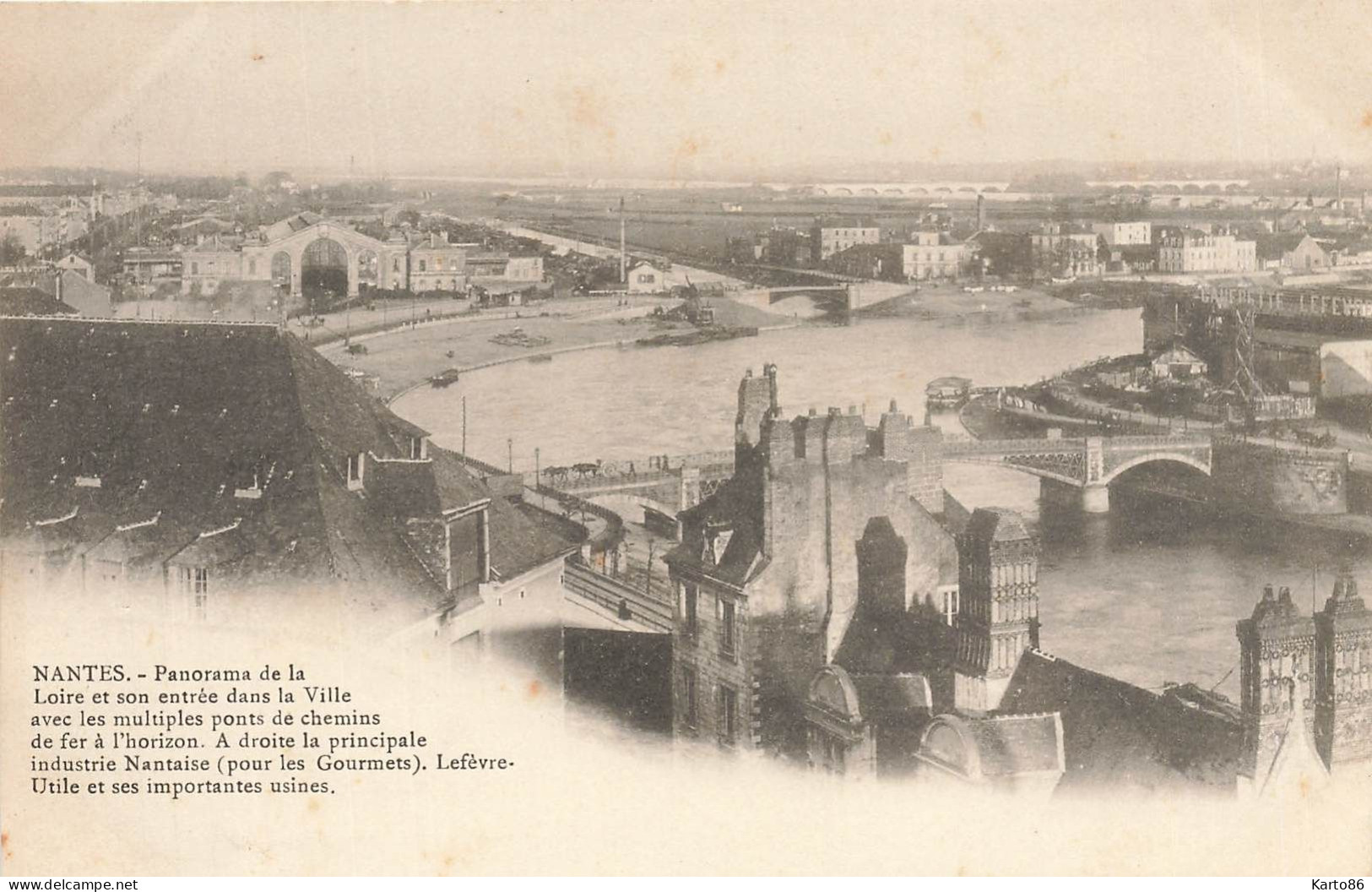 Nantes * Panorama , La Loire , La Ville & Chemin De Fer Gare * Biscuiterie Lefèvre Utile LU Industrie - Nantes