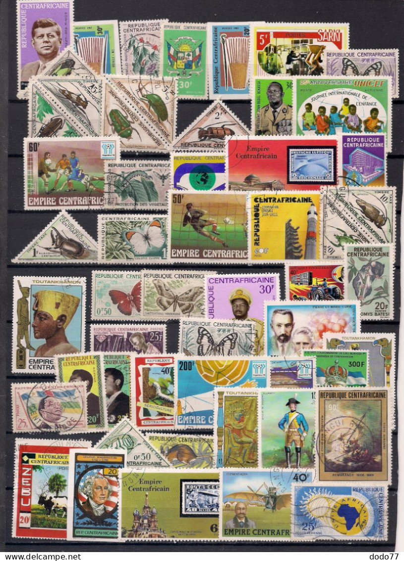 50 TIMBRES  CENTRAFRIQUE     OBLITERES TOUS DIFFERENTS - Collections (sans Albums)