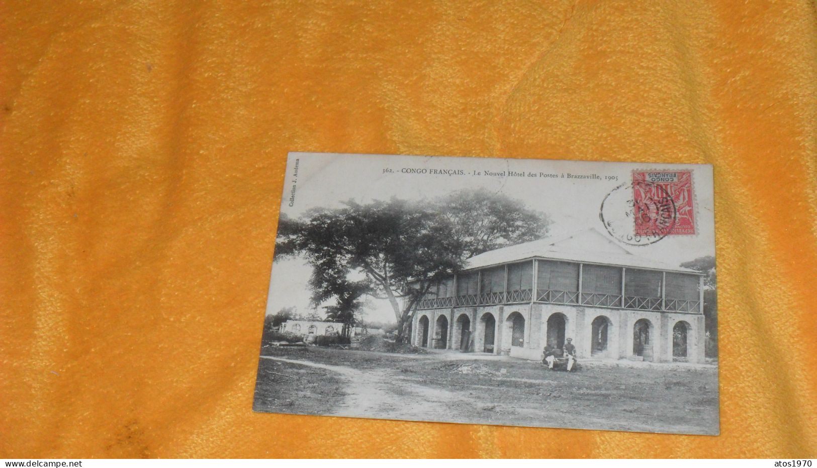 CARTE POSTALE ANCIENNE CIRCULEE DE 1906../ CONGO FRANCAIS.- LE NOUVEL HOTEL DES POSTES A BRAZZAVILLE ...CACHETS + TIMBRE - Frans-Kongo