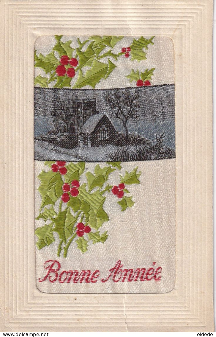 Silk Card  Holy And House Embroidery Carte Tissée Soie - Embroidered