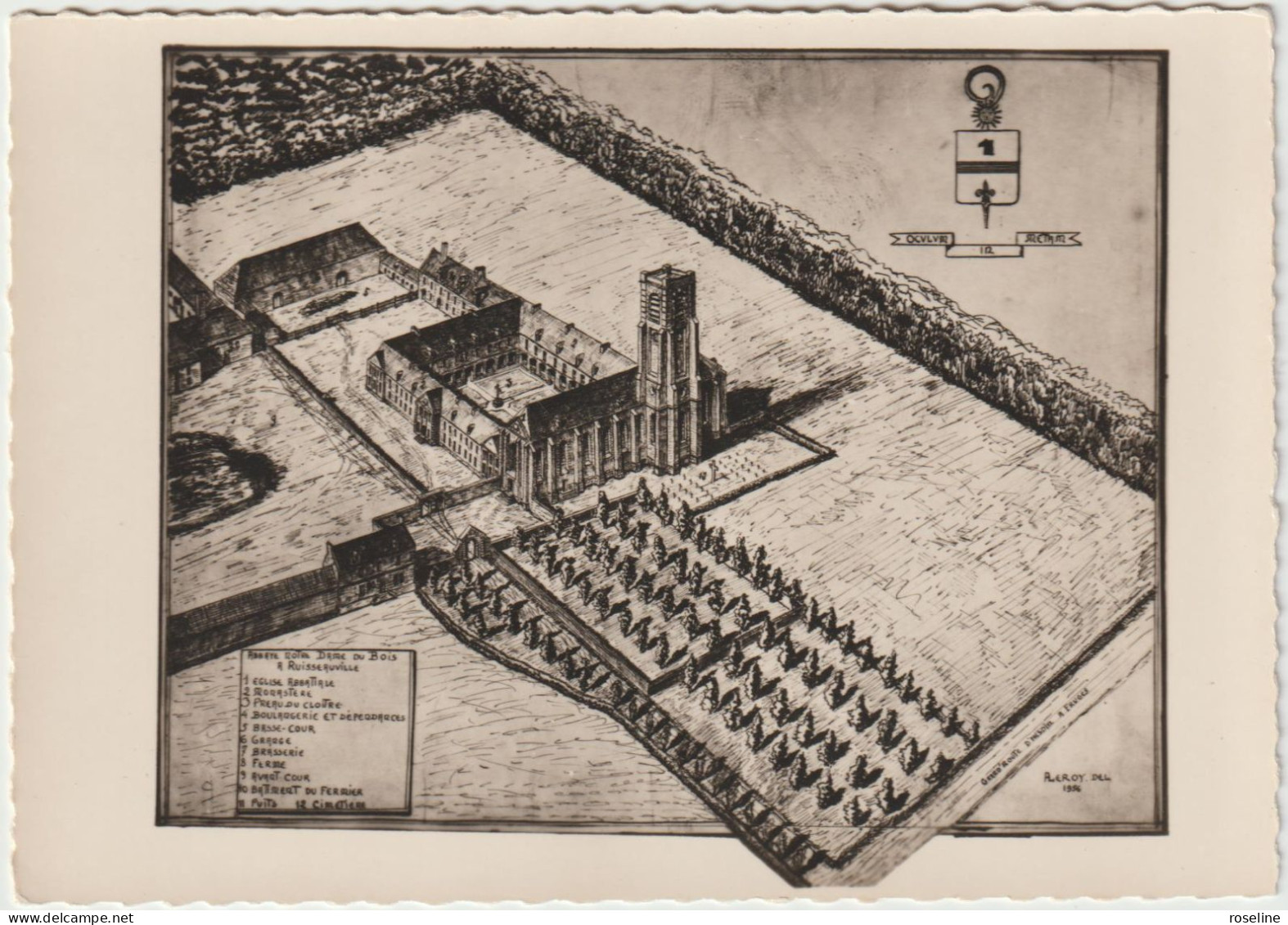 62  RUISSEAUVILLE - Estampe De L'abbaye Par Albert Leroy - CPM  N/B 10,5x15 TBE Neuve - Other & Unclassified